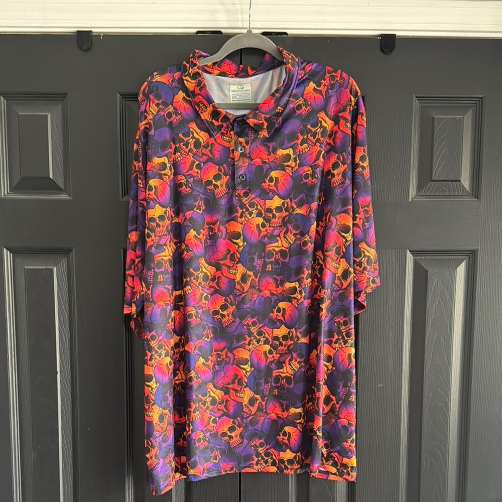 Obnoxious golf Skull Print Polo Shirt